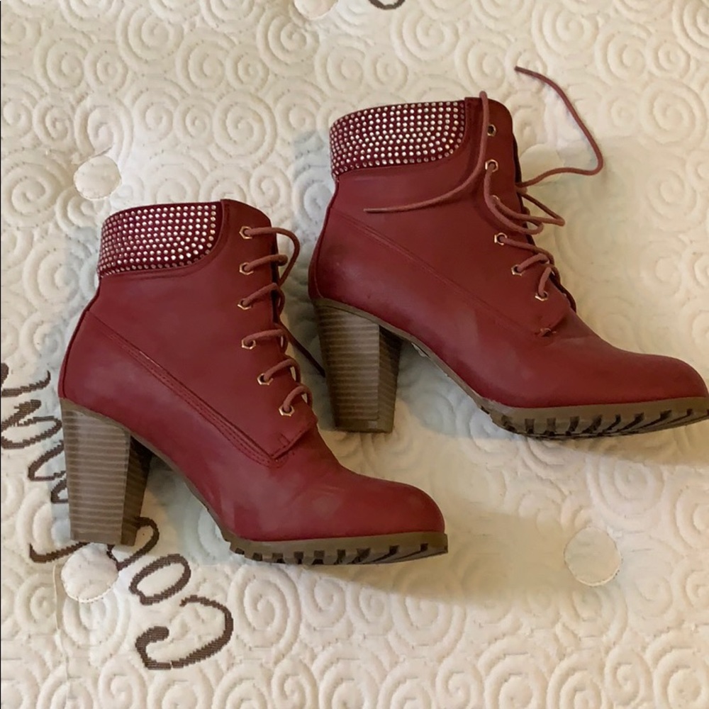 Pink heeled boots. Bella Marie brand. Size 10.